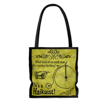 Load image into Gallery viewer, Penny-Farthing Haikuist - AOP Tote Bag, 3 size options