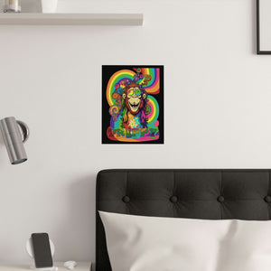 Trippy Ape - posters in various sizes, portrait for Boho Decor, hippy style, psychedelic neon rainbow colors for dorm or bedroom