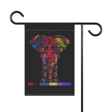 Load image into Gallery viewer, Remember Rainbow Elephant Flag Garden &amp; House Banner Pole Not Included for Pride Month LGBTQIA+ Ally Lawn Ornament in 2 sizes outdoor flag