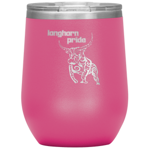 Longhorn Pride - Wine Tumbler 12 oz Pink