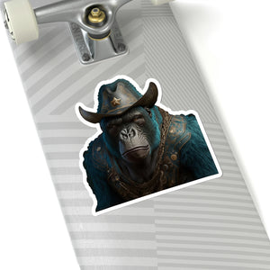 Ape Space Cowboy Cyan - Kiss-Cut Stickers, 4 size options
