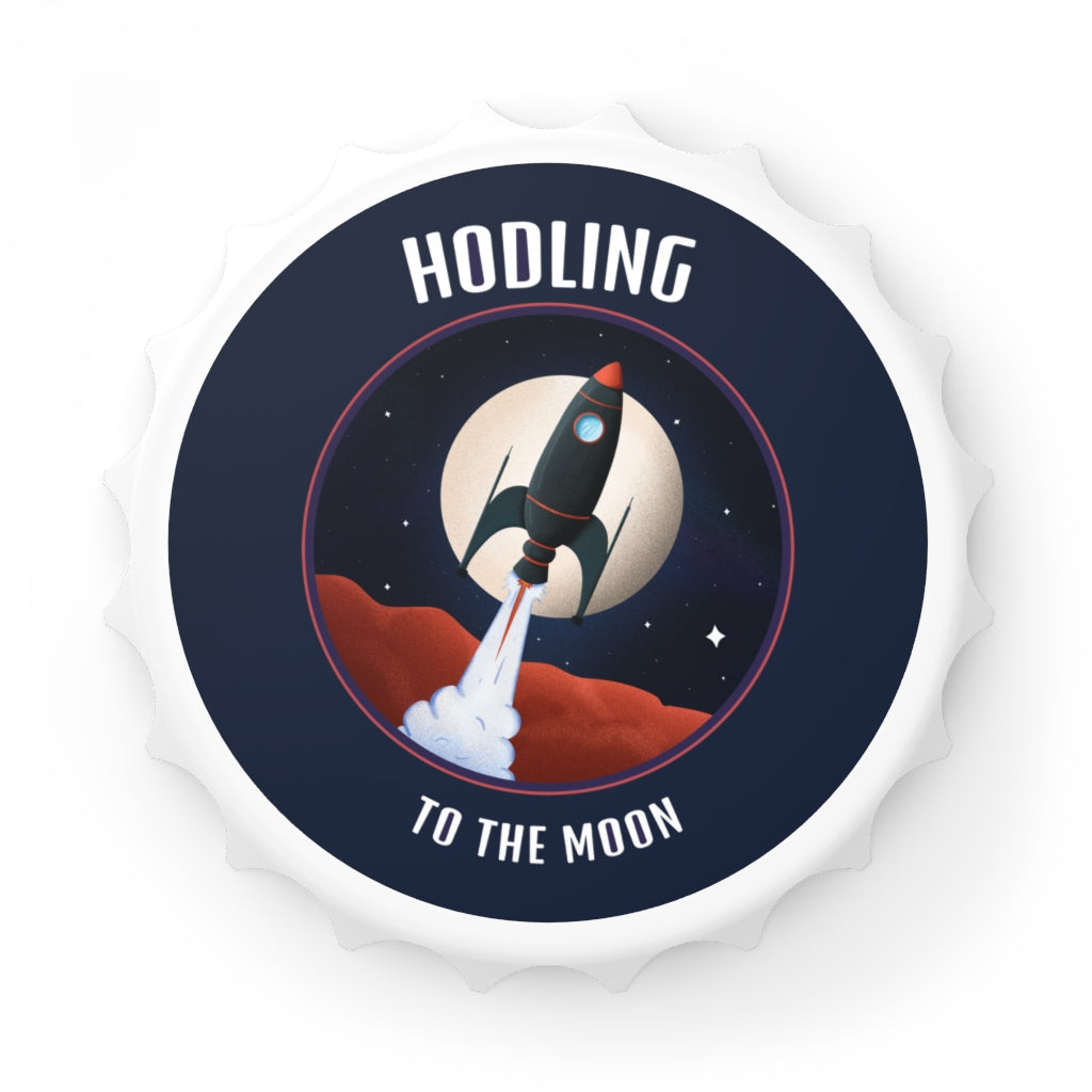 Hodling to the Moon Rocket - Bottle Opener Fridge Magnet