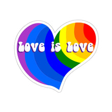 Load image into Gallery viewer, Love is Love Rainbow Heart - Kiss-Cut Stickers, 4 size options