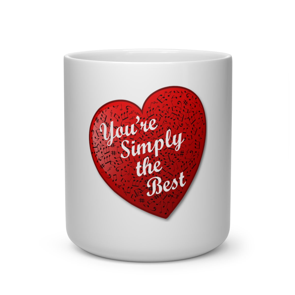 You're Simply the Best - Coffee Cup Mug with Heart-Shaped Handle 11 oz