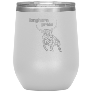 Longhorn Pride - Wine Tumbler 12 oz White