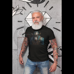 Ape Space Cowboy Cyan Premium Short & Long Sleeve T-Shirts Unisex