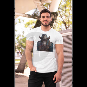 Ape Space Cowboy Cyan Premium Short & Long Sleeve T-Shirts Unisex
