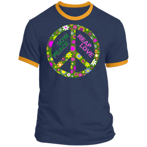 Sow Peace Reap Love Peace Sign - Unisex Ringer Tee PC54R