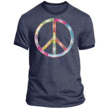 Load image into Gallery viewer, Peace Sign Pastel Scrolls - Unisex Ringer Tee PC54R