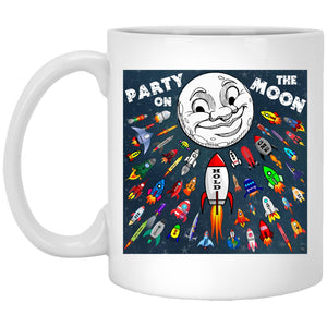 Party on the Moon – Cups Mugs Black, White & Color-Changing