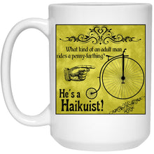 Load image into Gallery viewer, Penny Farthing Haikuist - Cups Mugs Black, White &amp; Color-Changing