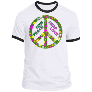 Sow Peace Reap Love Peace Sign - Unisex Ringer Tee PC54R