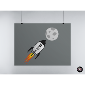 HOLD Moon Rocket Posters in various sizes, Portrait or Landscape
