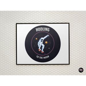 Hodling to the Moon Rocket/Skateboard – Posters in various sizes & styles, Landscape