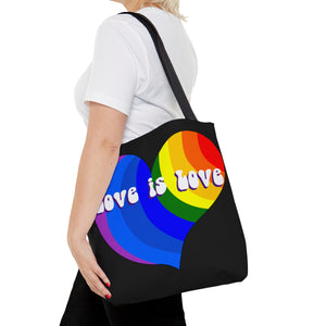 Love is Love Rainbow Heart - AOP Tote Bag, 3 size options