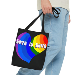 Love is Love Rainbow Heart - AOP Tote Bag, 3 size options