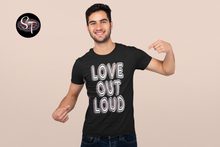 Load image into Gallery viewer, Love Out Loud - AOP Crew Neck T-shirt Short Sleeve, Black