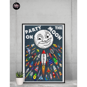 Party on the Moon – Posters in various sizes, Portrait
