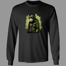 Load image into Gallery viewer, Black long sleeve tee with gorilla wearing glasses and grunge style clothes