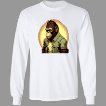 Load image into Gallery viewer, White long sleeved Tee with Gorilla wearing green button-up shirt