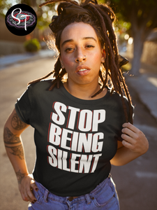 Stop Being Silent - AOP Crew Neck T-shirt Short Sleeve, Black