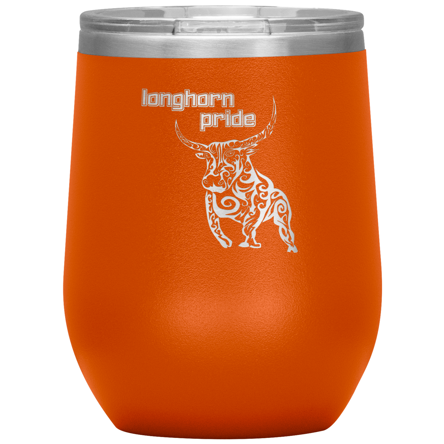 Longhorn Pride - Wine Tumbler 12 oz Orange