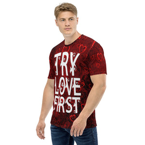 Try Love First - AOP Crew Neck T-shirt Short Sleeve