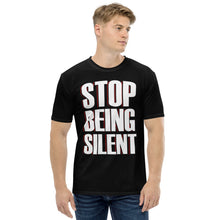 Load image into Gallery viewer, Stop Being Silent - AOP Crew Neck T-shirt Short Sleeve, Black