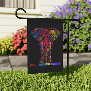 Remember Rainbow Elephant Flag Garden & House Banner Pole Not Included for Pride Month LGBTQIA+ Ally Lawn Ornament in 2 sizes outdoor flag