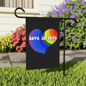 Love Is Love Rainbow Heart Flag Garden & House Banner Pole Not Included for Pride Month LGBTQIA+ Ally Lawn Ornament in 2 sizes outdoor flag