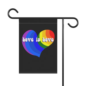 Love Is Love Rainbow Heart Flag Garden & House Banner Pole Not Included for Pride Month LGBTQIA+ Ally Lawn Ornament in 2 sizes outdoor flag
