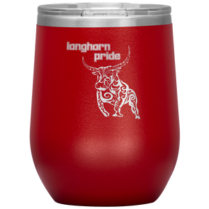 Longhorn Pride - Wine Tumbler 12 oz Red