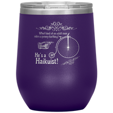 Load image into Gallery viewer, Penny-Farthing Haikuist - Wine Tumbler 12 oz Purple