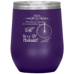 Penny-Farthing Haikuist - Wine Tumbler 12 oz Purple