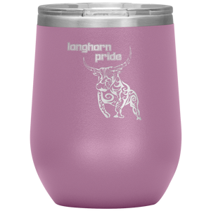 Longhorn Pride - Wine Tumbler 12 oz Lt Purple
