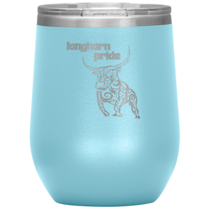 Longhorn Pride - Wine Tumbler 12 oz Lt Blue