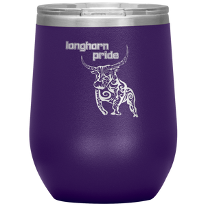 Longhorn Pride - Wine Tumbler 12 oz Purple