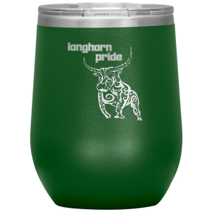 Longhorn Pride - Wine Tumbler 12 oz Green