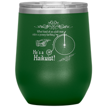 Load image into Gallery viewer, Penny-Farthing Haikuist - Wine Tumbler 12 oz Green