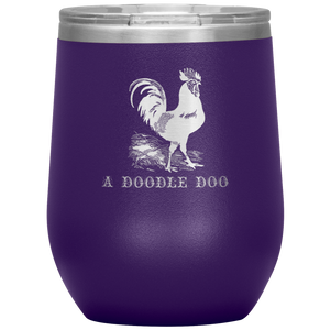 Cock-A-Doodle-Doo - Wine Tumbler 12 oz Purple