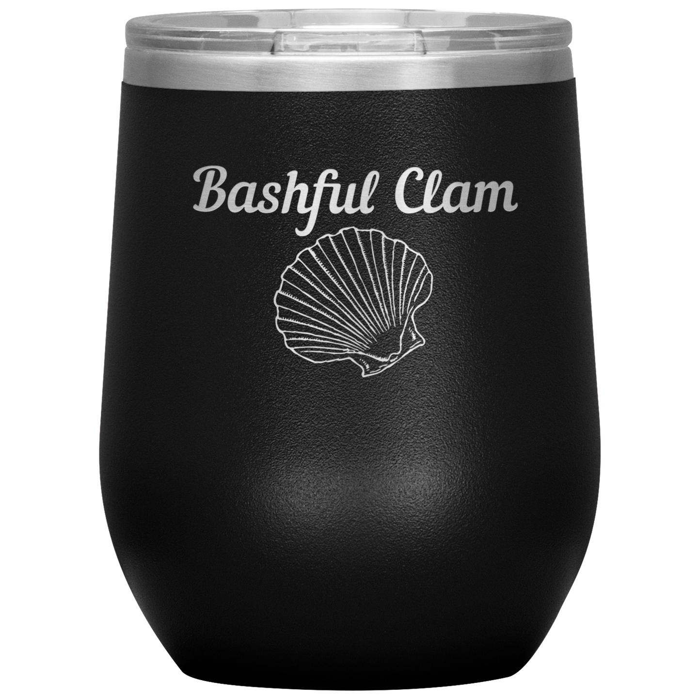 Bashful Clam - Wine Tumbler 12 oz Black