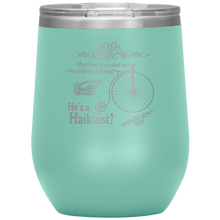 Load image into Gallery viewer, Penny-Farthing Haikuist - Wine Tumbler 12 oz Teal